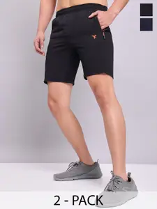 Technosport Men Pack Of 2 Slim Fit Training or Gym Sports Shorts