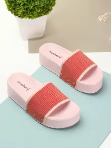 DressBerry Pink Embellished Flatform Heel