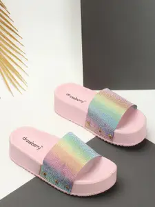 DressBerry Pink Textured Flatform Heel