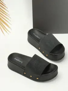 DressBerry Black Textured Flatform Heel