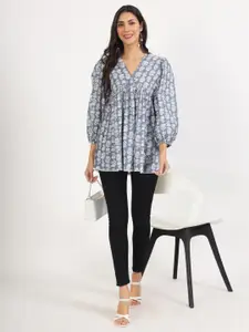 KALINI Print Cotton Shirt Style Top