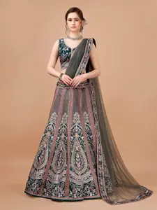 SAPTRANGI Embroidered Beads and Stones Ready to Wear Lehenga & Blouse With Dupatta