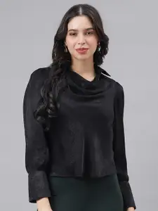 Latin Quarters Cowl Neck Cuffed Sleeves Top
