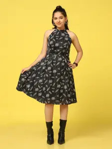 FASHION DREAM Girls Floral Print Georgette Fit & Flare Midi Dress