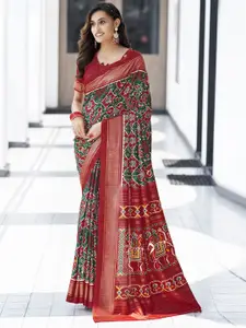 Satrani Ethnic Motifs Printed Zari Sambalpuri Saree