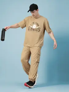 CHKOKKO Typography Printed T-Shirt With Jogger