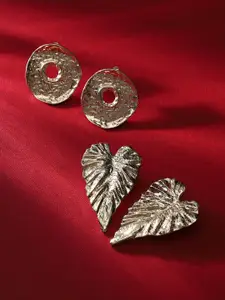 SOHI Set Of 2 Gold Plated Contemporary Stud Earrings