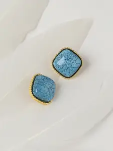 SOHI Gold-Plated Stone Studded Studs Earrings