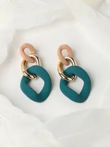 SOHI Gold-Plated Contemporary Drop Earrings