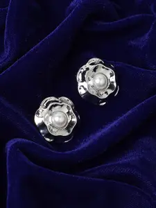 SOHI Silver-Plated Pearls Beaded Studs Earrings