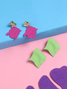 SOHI Set of 2 Gold Plated Contemporary Drop Earrings