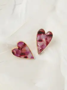 SOHI Gold-Plated Heart Shape Studs Earrings