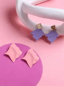 SOHI Set Of 2 Gold-Plated Contemporary Drop Earrings