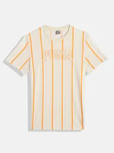 Puma Boys Squad Summer Youth Multi Stripes & Brand Logo Print Knitted Pure Cotton T-shirt