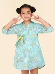 Fabindia Girls Floral Printed Cotton A-Line Dress