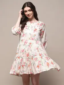 Biba Floral Printed Cotton Fit & Flare Dress