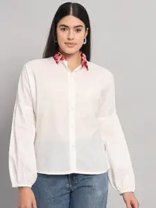 HANDICRAFT PALACE Printed Spread Collar Cotton Casual Shirt