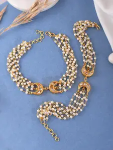Silvermerc Designs Gold-Plated Pearls Anklet