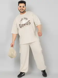 CHKOKKO Men Plus Size Printed T-Shirt With Jogger Oversized Co-ords Set