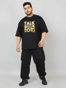 CHKOKKO Men Plus Size Printed T-Shirt With Jogger Oversized Co-ords Set