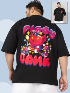 CHKOKKO Graphic Printed Cotton Round Neck Oversized T-shirt