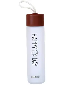 WELOUR Brown & White Typography Printed Glass Water Bottle 500ml