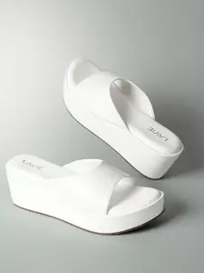 Lavie Textured Open Toe Flatform Heels