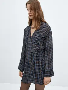 MANGO Checked Wrap Dress