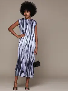 MANGO Tie & Dye Plisse A-Line Midi Dress