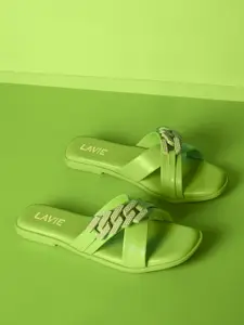 Lavie Buckles Detail Open Toe Flats