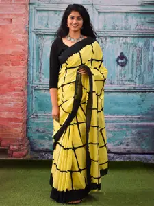 KIAARON Checked Pure Cotton Saree