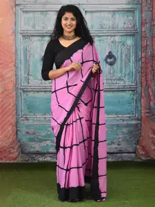 KIAARON Checked Pure Cotton Saree