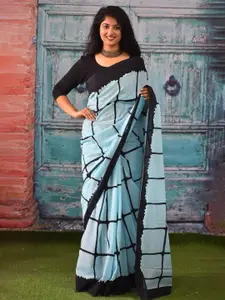 KIAARON Checked Pure Cotton Saree