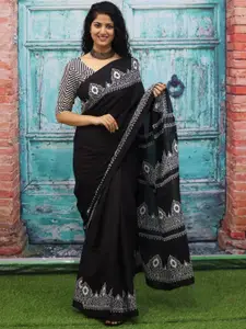 KIAARON Pure Cotton Block Print Saree
