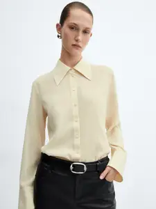 MANGO Women Regular Fit Spread Collar Casual Shirt
