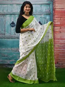 KIAARON Ethnic Motifs Pure Cotton Block Print Saree