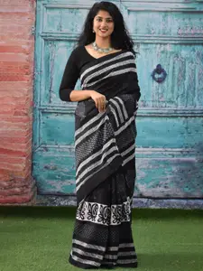 KIAARON Ethnic Motifs Pure Cotton Block Print Saree