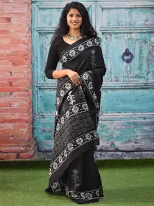KIAARON Ethnic Motifs Printed Pure Cotton Saree