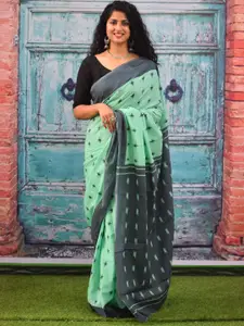 KIAARON Geometric Pure Cotton Block Print Saree