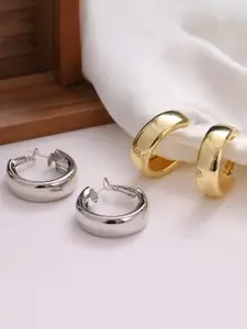 Jewels Galaxy Set of 2 Gold Plated & Silver Plated Hoop Earrings