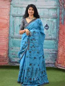 KIAARON Floral Printed Pure Cotton Saree