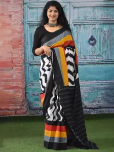KIAARON Striped Pure Cotton Saree