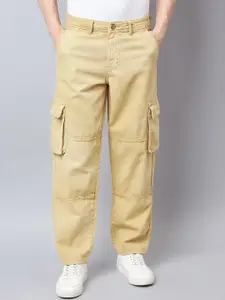 Style Quotient Men Relaxed Fit Mid Rise Clean Look Cotton Cargo Jeans