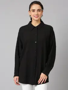 ANAI Spread Collar Drop-Shoulder Sleeves Cotton Oversized Casual Shirt
