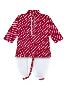 BAESD Infant Boys Striped Gotta Patti Kurta With Dhoti Pant