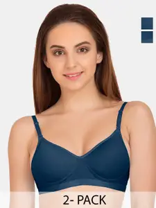 Tweens Pack Of 2 Medium Coverage Cototn Non Padded T-Shirt Bra All Day Comfort