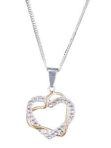 Taraash Rose Gold-Plated 925 Sterling Silver Heart Shaped Cubic Zirconia Pendant