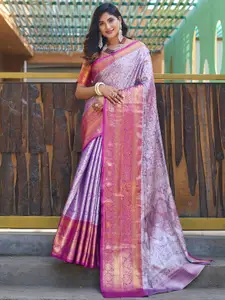 Anouk Lavender Ethnic Motifs Woven Design Zari Silk Blend Kanjeevaram Saree