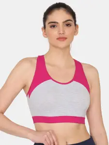 Rosaline by Zivame Colourblocked Full Coverage Sports Bra With All Day Comfort