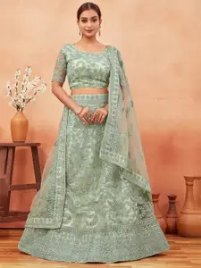 Chandbaali Embroidered Beads and Stones Semi-Stitched Lehenga & Unstitched Blouse With Dupatta